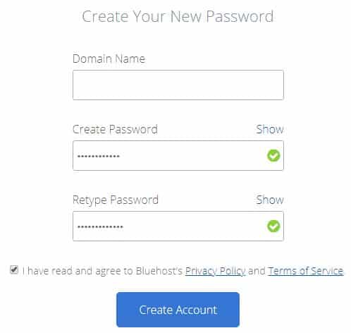 bluehost account