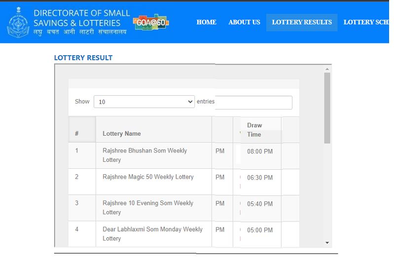Goa state lottery results