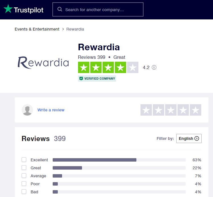 Rewardia trustpilot review
