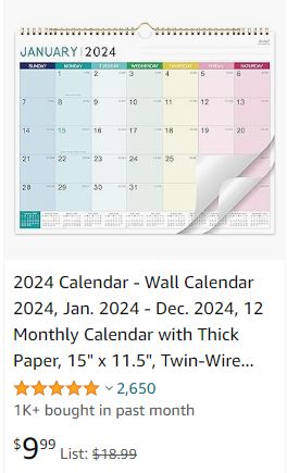 Wall Calendar 2024 - Thick Paper